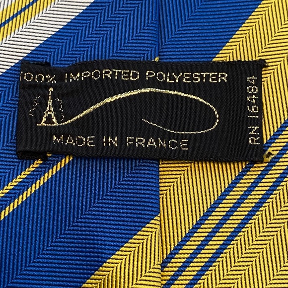 Vintage Wide Tie in Yellow and Blue - Picture 3 of 5